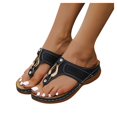thumbnail image 6 of womens sandals wide width black sandals women Platform Flat Sandals Two Strap Slide Sandals Open Toe, 6 of 9