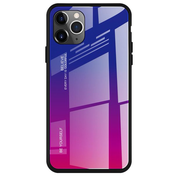 Aktudy 9h Gradient Tempered Glass Back Cover Case For Iphone 11 Pro Blue Red Walmart Com