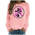 thumbnail image 3 of QATAINLAV T-Shirts pour Femmes Cancer du Sein Automne Manches Longues Col Rond T-Shirt Imprimé Graphique Nouveauté Chandail en Molleton Mignon Chandail Sortie Hauts Soldes Aujourd'hui Rose TTG, 3 of 6