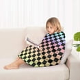 thumbnail image 4 of Gradient Color Checkered Pattern Blanket Hoodies for Kids 6-13YR Oversize Wearable Blanket Hoodies for Boys Girls Teens, 4 of 7