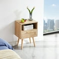 thumbnail image 2 of 15.75" Natural Rattan & Solid Wood Legs - USB Charging and Smooth Drawer - Living Room and Bedroom - Sturdy and Fashionable Nightstand, 2 of 6