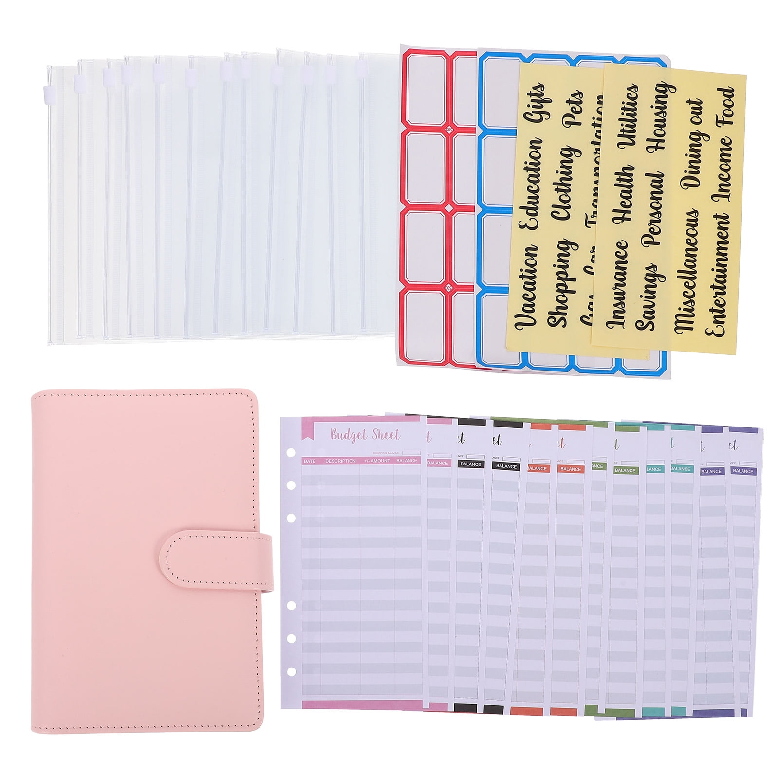 Binder Budget Money Cash Organizer Notebook Envelope Envelopes Cover Saving A6 Ring Stuffing Clear Folder Expense Paper