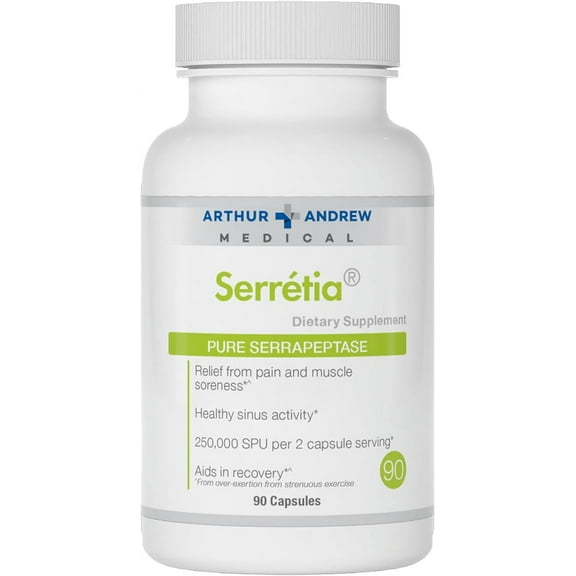 Arthur Andrew Medical, Serretia, Serrapeptase Formula for Muscle and Sinus Support, 90 Capsules