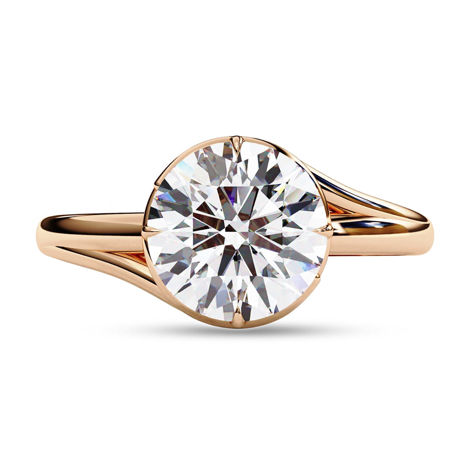 Bypass Engagement Promise Rings for Women | Center 7MM Round Lab Created Moissanite Solitaire Promise Rings in 14K Solid Rose Gold Jewelry Gift for Her, Ring Size 10