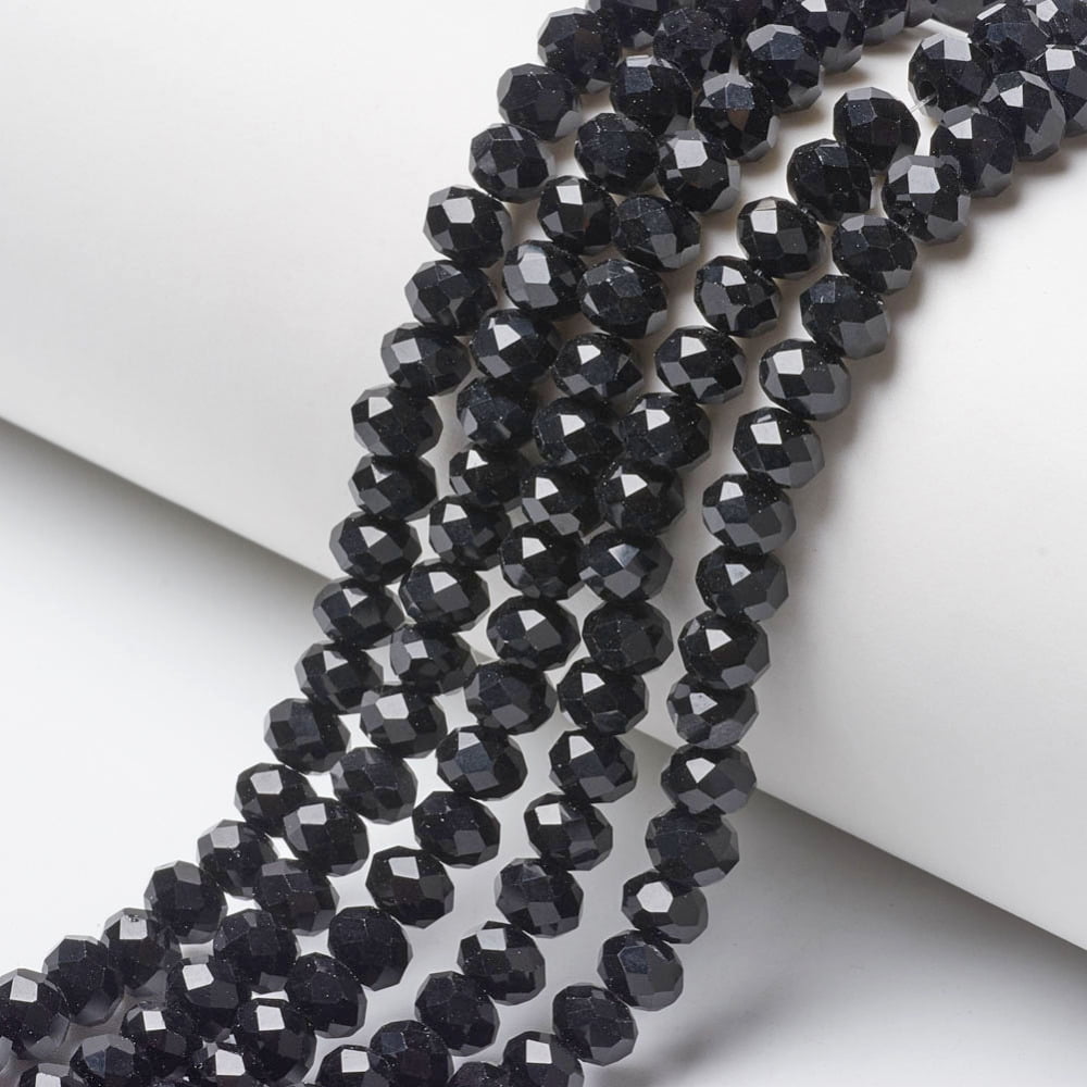 10strands Opaque Solid color Glass Beads Strands Faceted Rondelle Black 10x8mm Hole: 1mm about 60~61pcs/strand 46~48cm