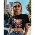 thumbnail image 4 of T Shirts for Women Short Sleeve Cotton Crewneck T-Shirt, Lion Love Heart Balloon Flowers Tee Tops Casual Basic T-Shirts, XS-5XL Black XL, 4 of 7