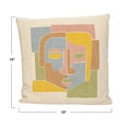 thumbnail image 3 of Creative Co-Op Woven Cotton Slub Printed Pillow with Abstract Face, Multicolor, 3 of 5