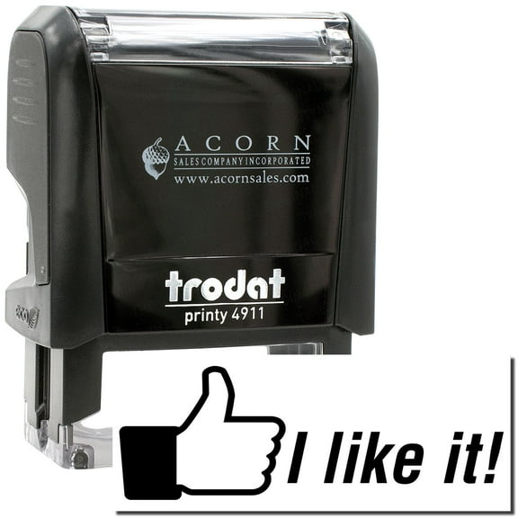 Self-Inking I Like It Stamp, Trodat Printy 4911, Press and Print Stamping, Impression Size 5/8" x 1-1/2", Up to 10,000 Impressions - Black Ink