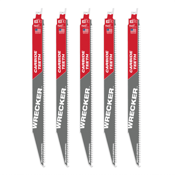 Milwaukee Tool 12" 6 TPI THE WRECKER(TM) with Carbide Teeth SAWZALL(R) Blade 5 PK