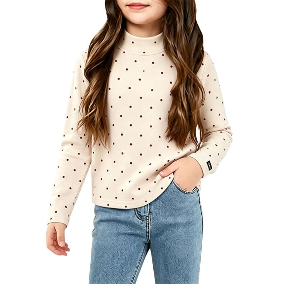 Girl Mock Neck Long Sleeve T Shirt Soft Basic Pullover Top Print Sweatshirt