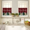 thumbnail image 4 of Kitchen Curtains Tiers and Valances Set, Merry Christmas Tree Snowflake Winter Red and Black Plaid Rod Pocket Valance Short Window Decor Curtains for Kitchen Cafe Bathroom, 27.5"x24", 3 Pieces Set, 4 of 5