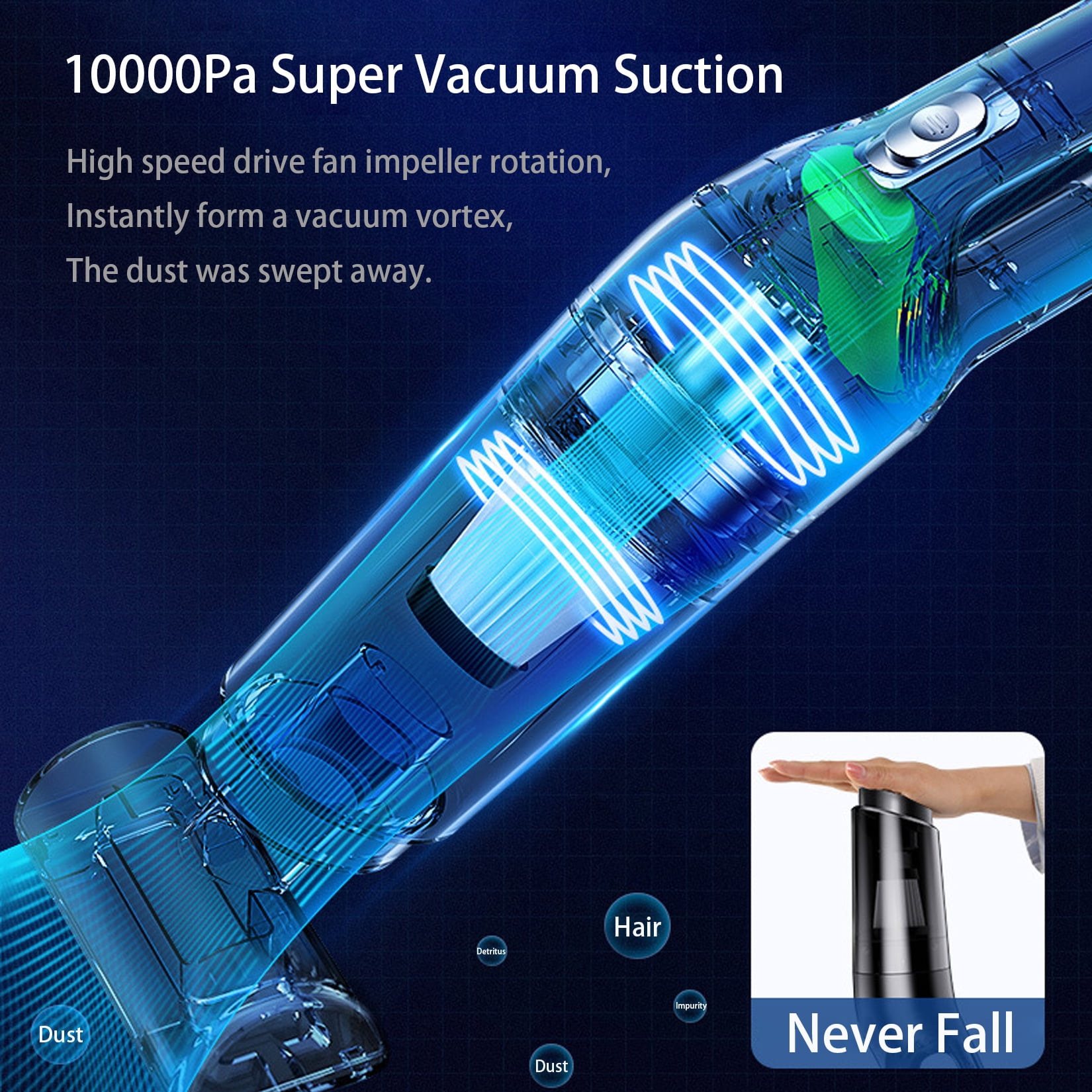 Car Vacuum Cleaner Wireless Handheld Vacuum Cleaner 10000Pa/120W Suction, Car Vacuum Cleaner High Power, Hand Vacuum Wet and Dry Cleaning Portable Vacuum Cleaner for Car Kit with Metal HEPA Filter