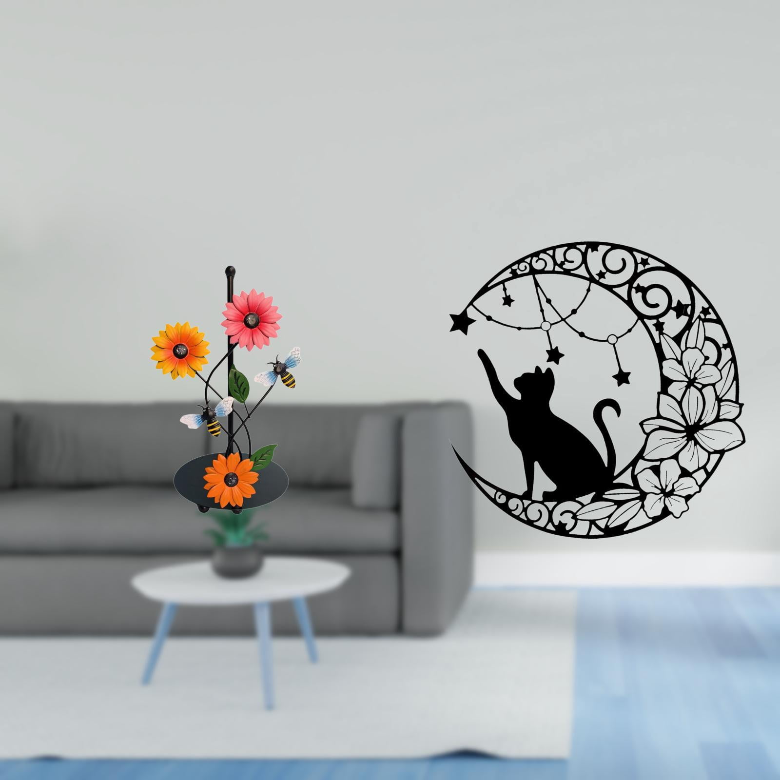 Fiocias Toilet Paper Holder Iron Paper Towel Holder Countertop Metal Black Cat Wall Decor Statue Figurine Minimalist Wall Art Sculpture Ornament Sturdy Constr
