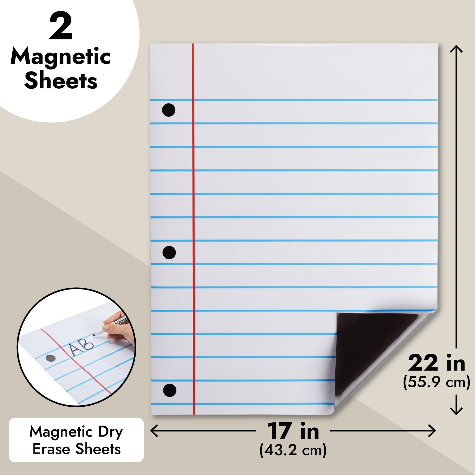 Giant Sized Magnetic Notebook Paper Large Lined Dry Erase Magnetic