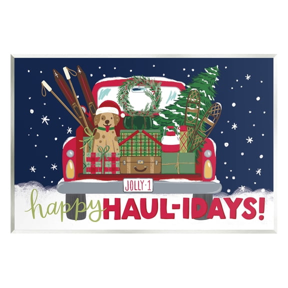 Stupell Industries Happy Haul-idays Christmas Gift Truck Graphic Art Unframed Art Print Wall Art, Design by Amanda McGee