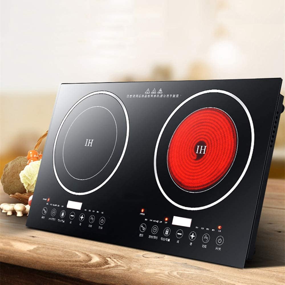 FETCOI, Portable Double Induction Cooktop Portable Electric Cooker Cooktop Countertop Digital Electric Countertop