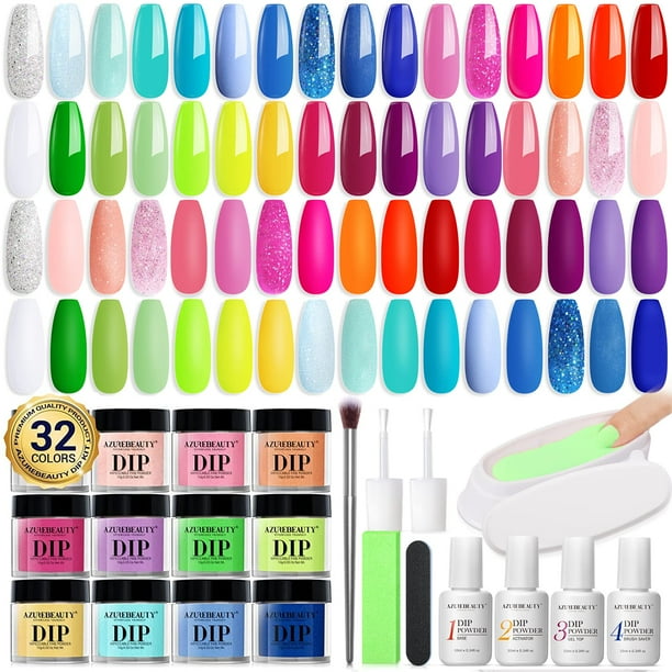 Kit de uñas en polvo AZUREBEAUTY para primavera y verano, 42 unidades