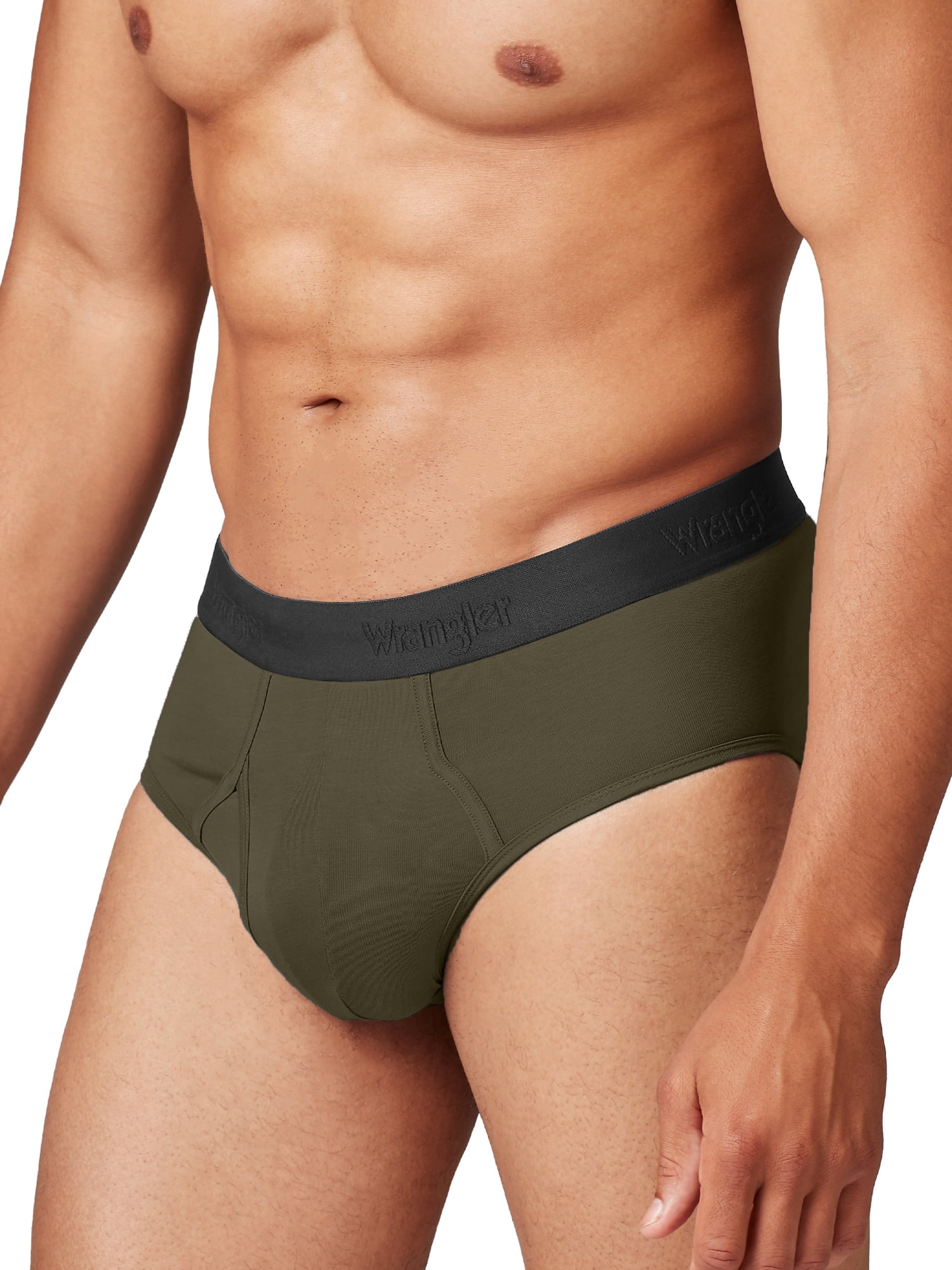 Wrangler Men's Cotton Stretch 6" Boxer Brief Men's Underwear, Large, Black/Dark Olive/Charcoal, 6-Pack