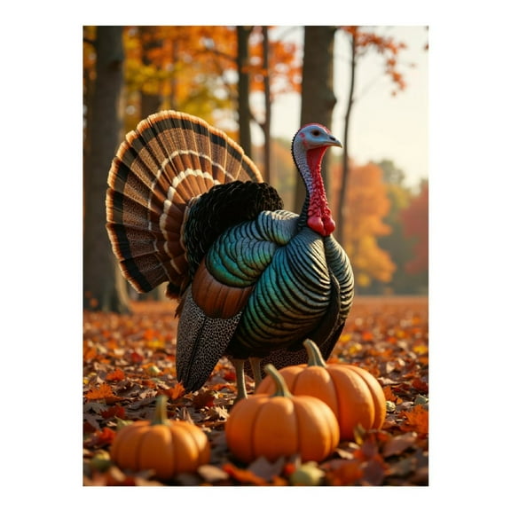 Diamond Art Kit for Adults, Turkey Autumn Forest Pumpkins Diamond Painting for Adults Beginners, 5D DIY Diamond Art Painting Kits, Colorful Diamond Painting Craft for Home Decor 12x16