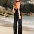 thumbnail image 4 of Ankishi Halter Jumpsuits for Women Deep V Sleeveless Sequin Wide Leg Pants Cowl Neck Rompers for Night Club, 4 of 7