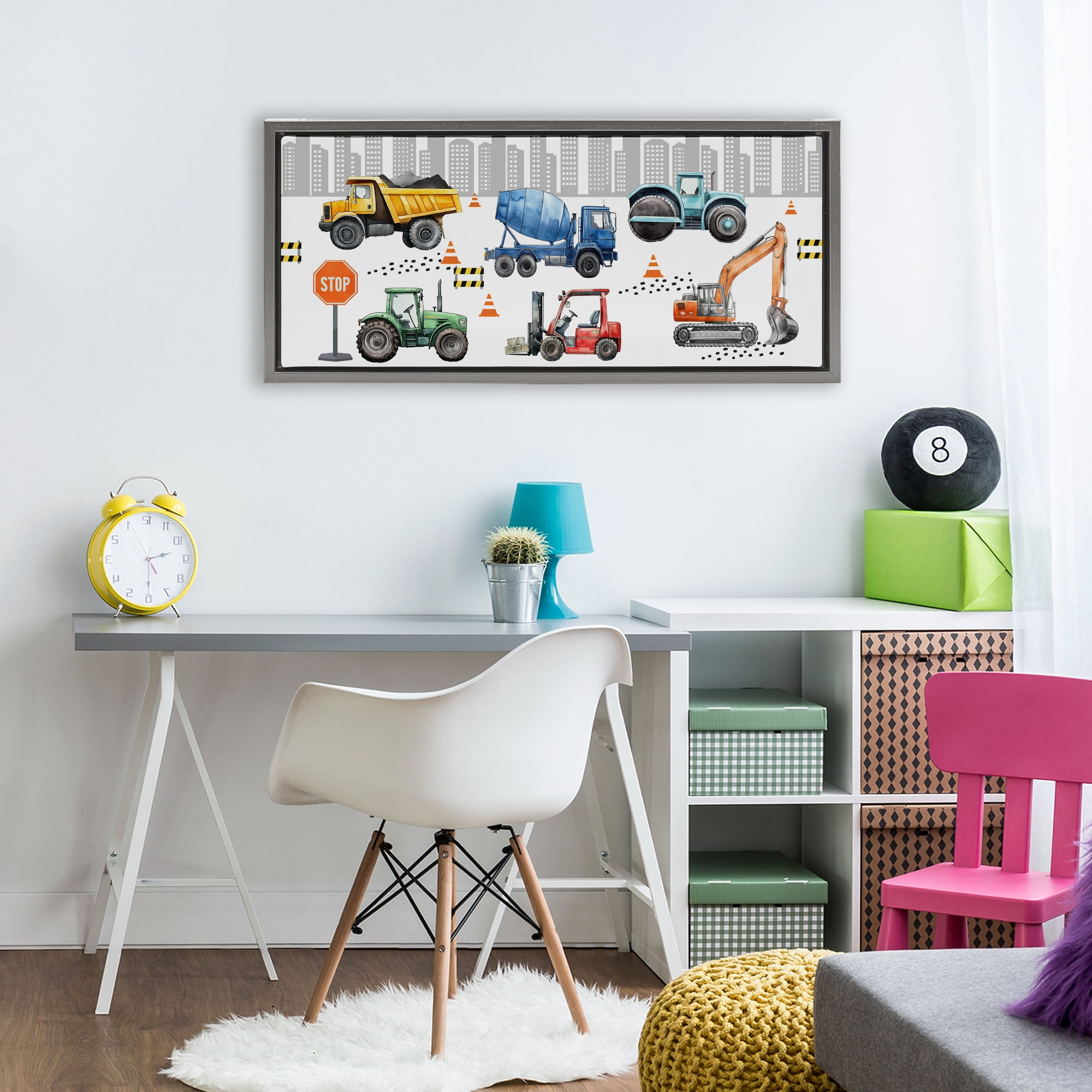 Stupell Industries City Keeps On Moving Gray Framed Floater Canvas Wall Art, design by Christine Simpson Art