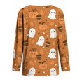 thumbnail image 5 of Halloween Tops for Women Cute Ghost Pumpkin Printed V Neck Quarter Button Long Sleeve Fashion Festival Party Top Orange L, 5 of 5