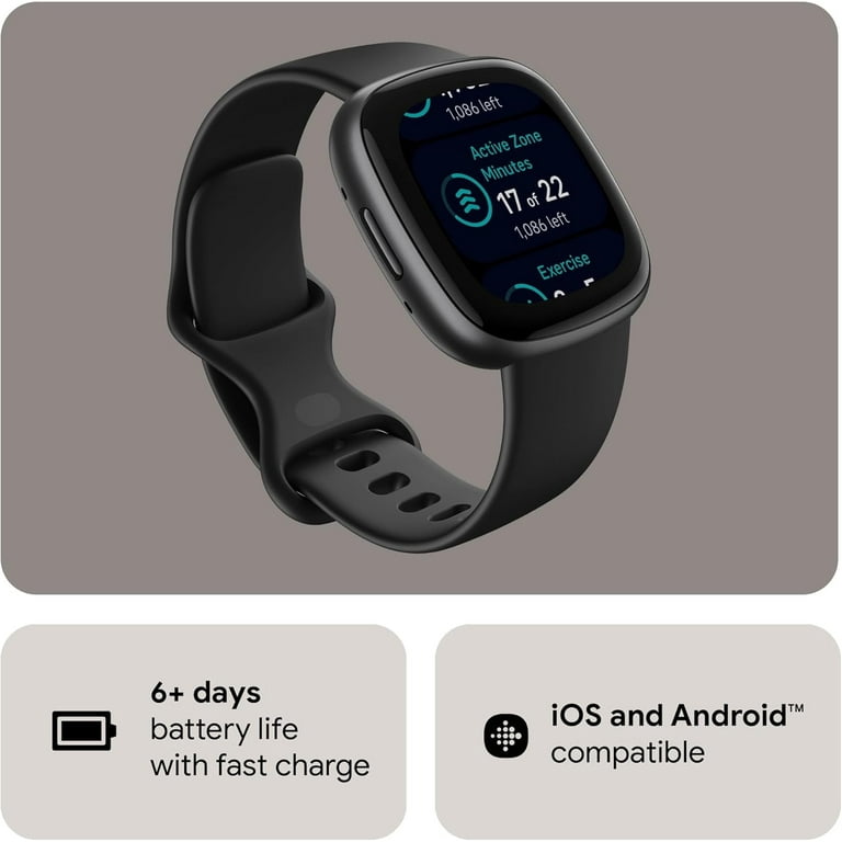 fitbit versa ブラック Fitbit Versa 4 Smartwatch - Graphite Aluminum with Black