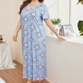 thumbnail image 6 of Baywell Plus Size Long Nightgown Women Short Sleeve Floral Printed Full Length Nightshirt Sleepwear V Neck Loungewear Loose Maxi Night Gowns Soft Sleep Dress XL-4XL, 6 of 7