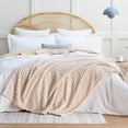 thumbnail image 2 of Fleece Throw Blanket for Couch or Bed - 3D Imitation Turtle Shell Jacquard Decorative Blankets Cozy Soft Lightweight Fuzzy Flannel Suitable All Seasons(50"×60" Beige), 2 of 4