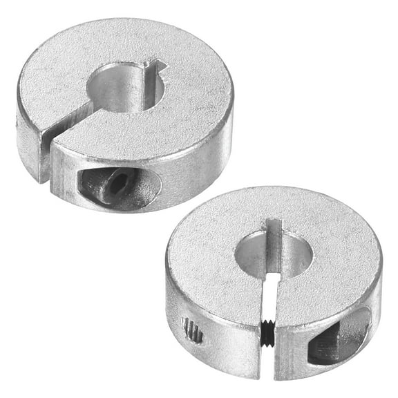 Uxcell 2-Pack Single Split Shaft Collar 10mm Bore 30mm OD, 10mm Thickness Aluminum Clamp-On Shaft Collars [Silver]