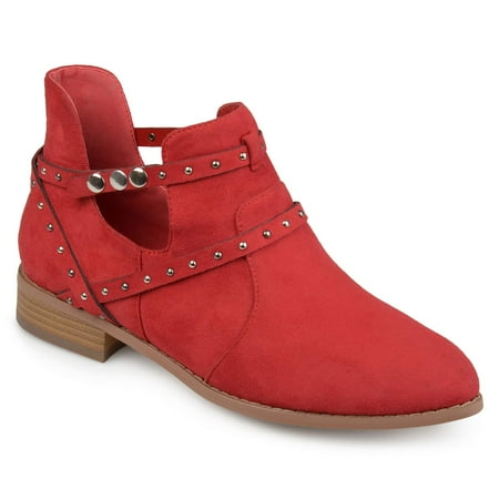 Wrap Boot Boots - Brinley Co. Women's Faux Suede Studded Wrap Strap Side Cut-out Pointed Toe Ankle Booties