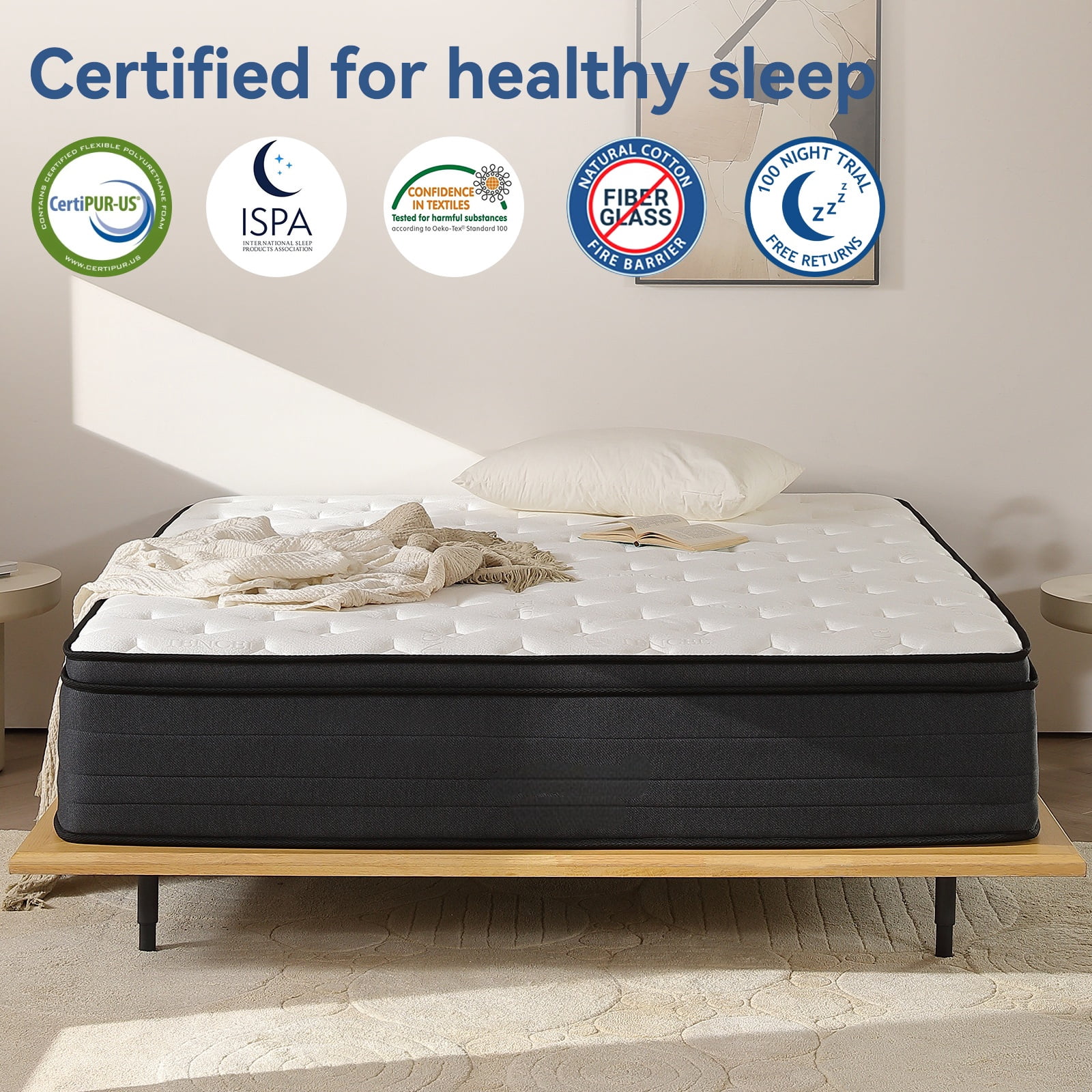 10 inch Full Size Mattress in a Box, Cooling CertiPUR-US Memory Foam Hybrid Mattresses for Back Pain Relief, Edge Support & Breathable Design