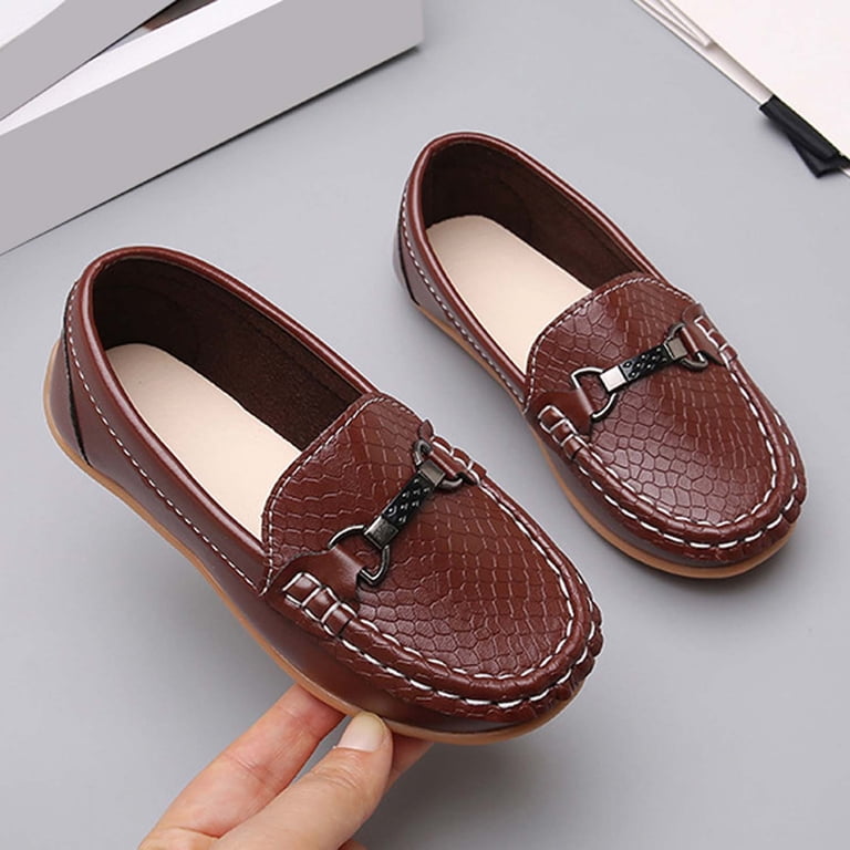 brown toddler boy dress shoes Kogui Little Boys Dress Shoes Oxford Boys Girls Classic Lace-Up Dress Shoes Oxford Shoes Wedding School Uniform Shoes Size 12 (White,Little Kids 12)