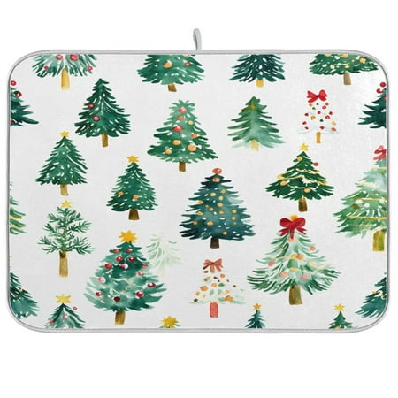 

joogoo Christmas Trees Dish Drying Mat Kitchen Counter Absorbent Drying Pad 16x18 in Drainer Rack