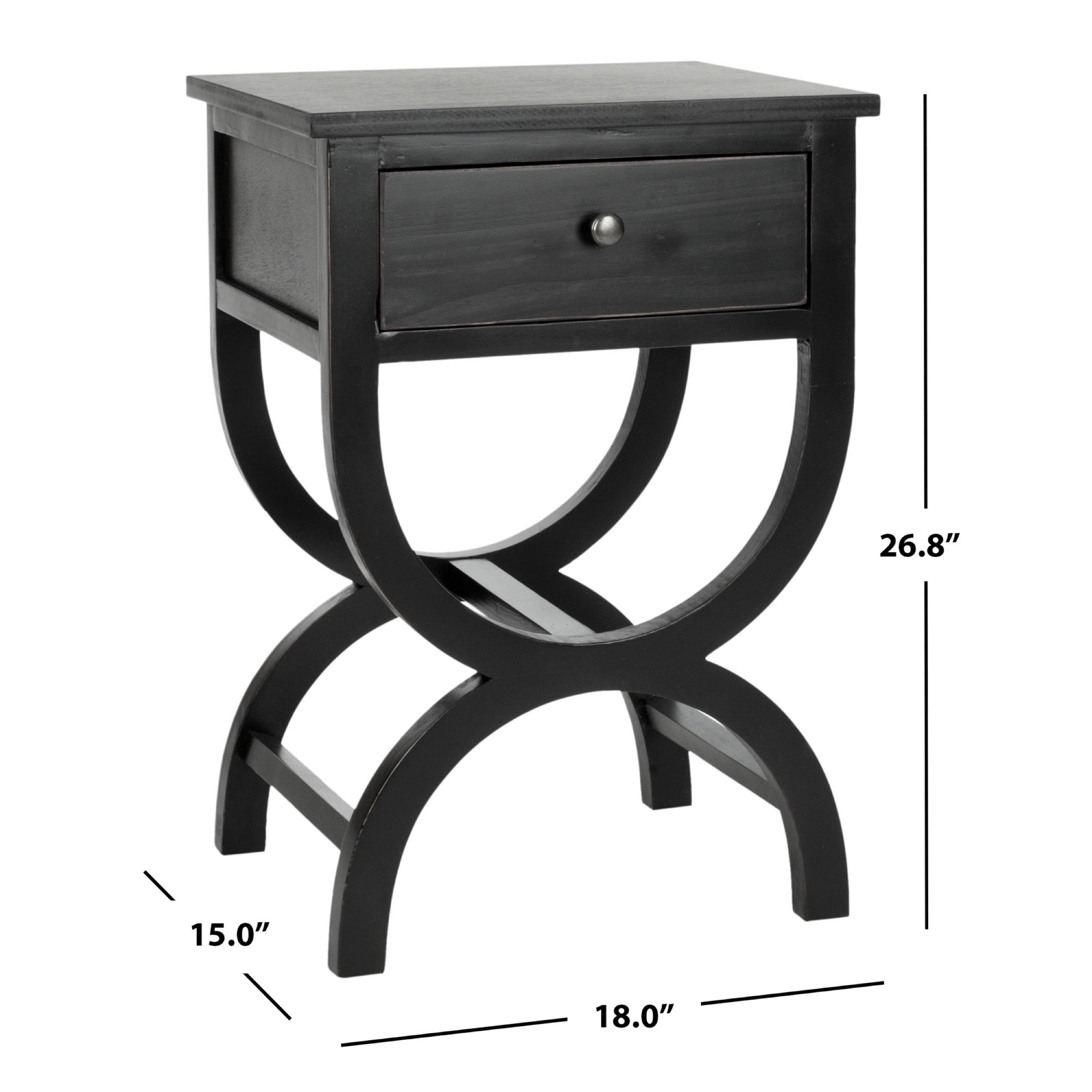 SAFAVIEH Maxine Solid Nightstand with Storage Drawer, Black