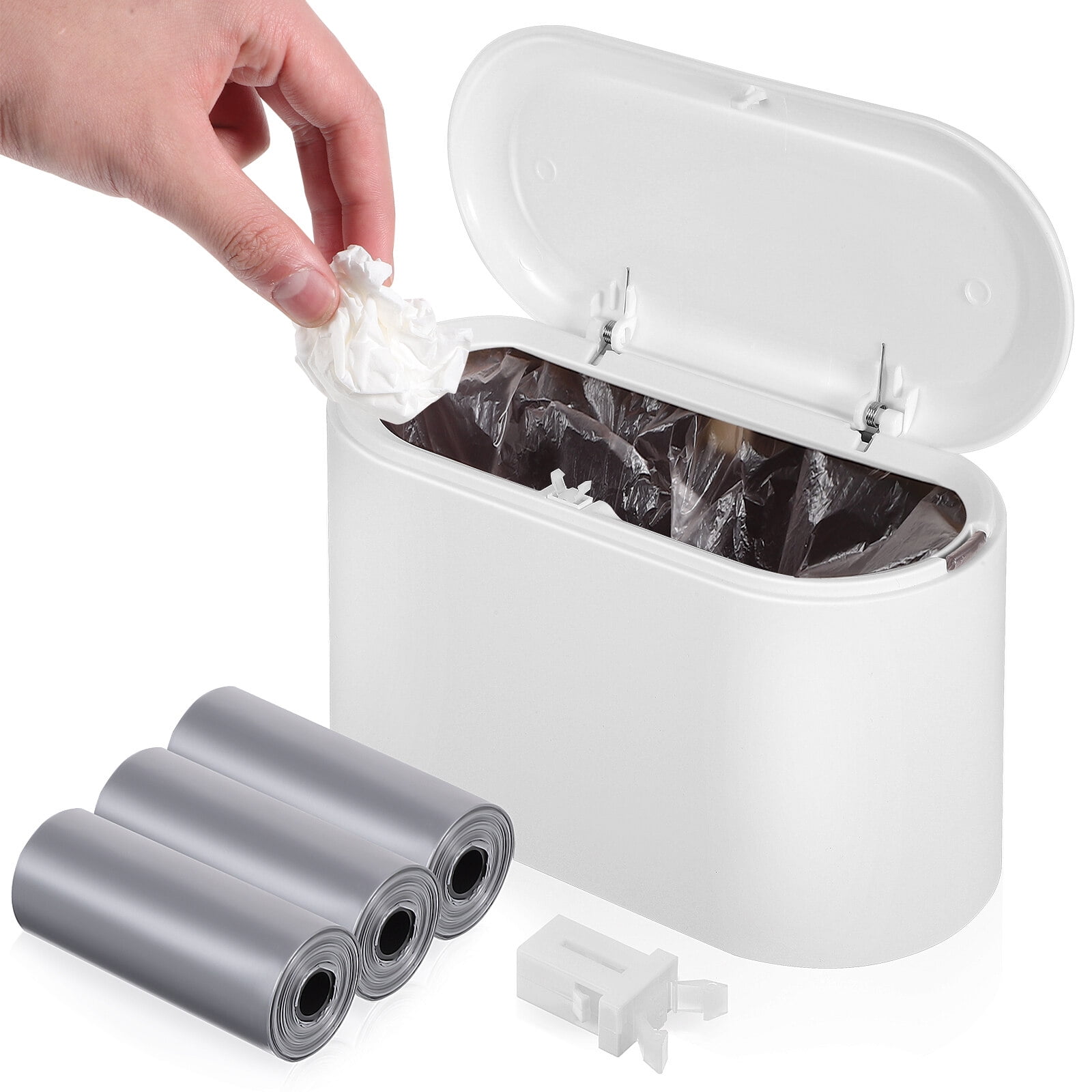 1 Set Trash Can with Lid Table Garbage Bin Countertop Trash Can Small Waste Bin with Garbage