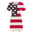 thumbnail image 4 of OAVQHLG3B American flagSummer Dress for Women 4th of July Outfits for Women Summer Casual Boho Crewneck Short Sleeve Round-Neckl Print Beach Mini Dress, 4 of 5