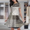 thumbnail image 2 of Patchwork Paisley Print, Neutral Tones, Bandana Women's Classic Swing Skater Dress Casual Work Party Cocktail Dresses, 2 of 6