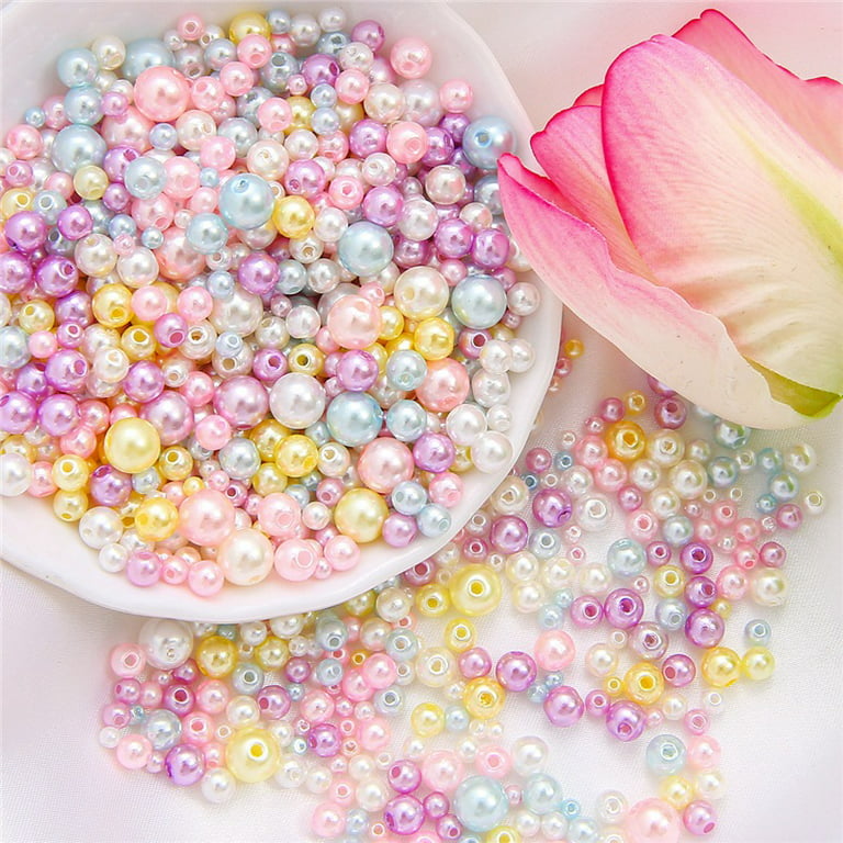 Feildoo ABS Faux Pearl Beads,750pcs 3-8mm Craft Beads Loose Pearls with  Holes for Jewelry Making Fake Pearl Beads for Bracelet Necklace DIY, Sewing