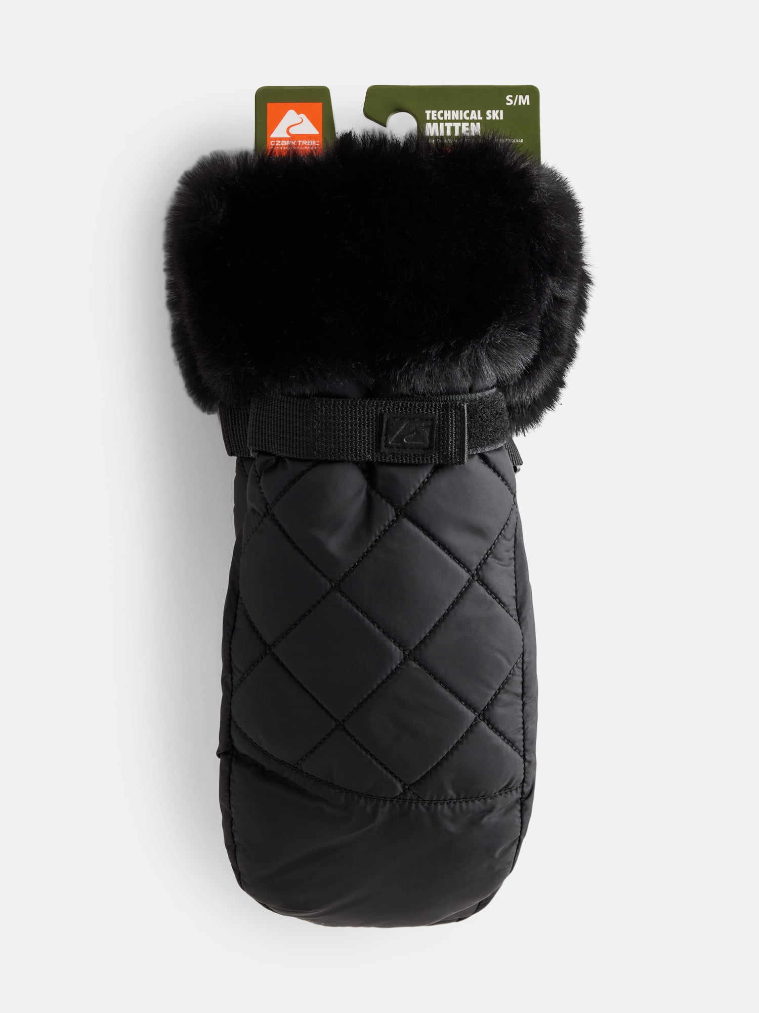 Ozark Trail Women's Quilted Tech Ski Mittens, Black Soot, S/M