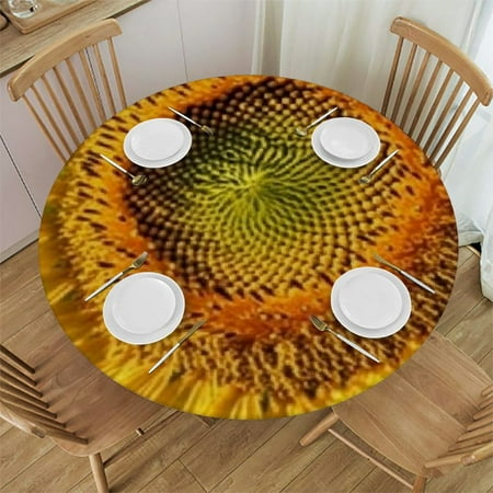 

Autua Sunflower Blue Sky Round Tablecloth Stain-Resistant Washable 54 -58