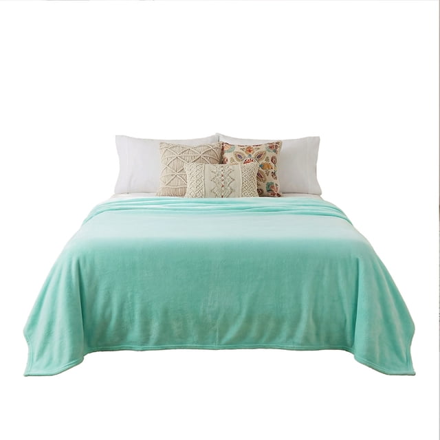 Cobertor Ligero Matrimonial Elefantito Color Menta Liso Ultrasuave