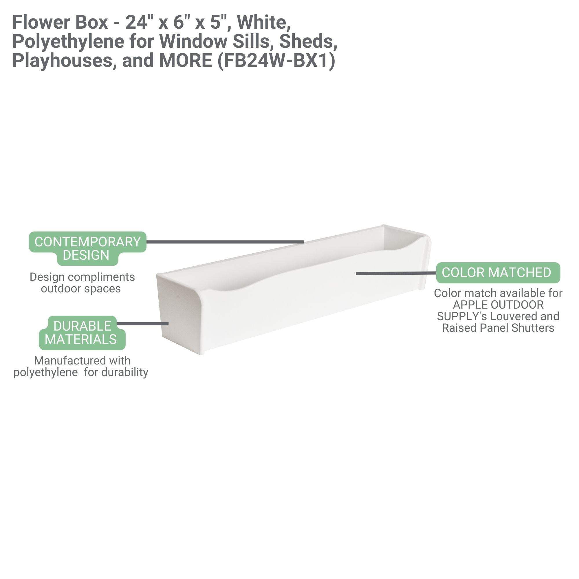 18” Paintable Flower Box – Weather-Resistant for Sheds and Playhouses