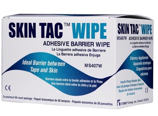Torbot Skin Tac Adhesive Wipes MS407W - Box of 50