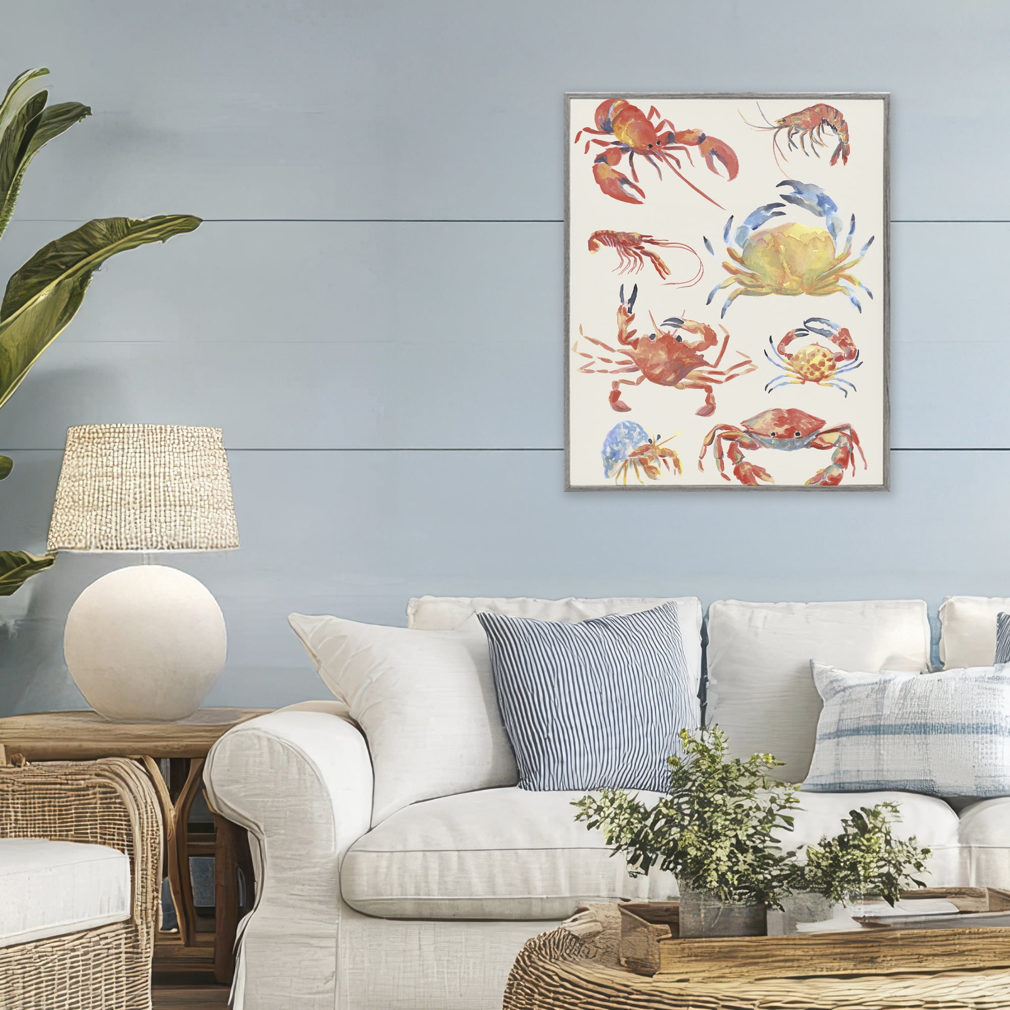 Stupell Industries Crab & Crustacean Collection Gray Framed Giclee Art, design by June Erica Vess