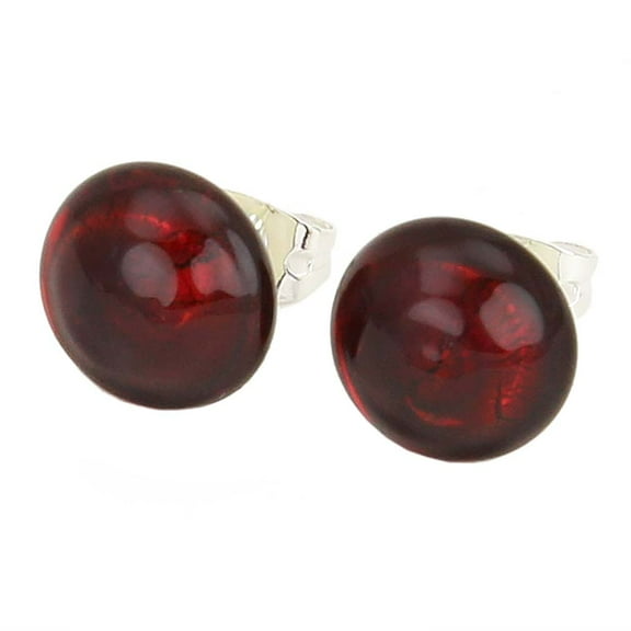 GlassOfVenice Murano Glass Button Stud Earrings - Ruby Red