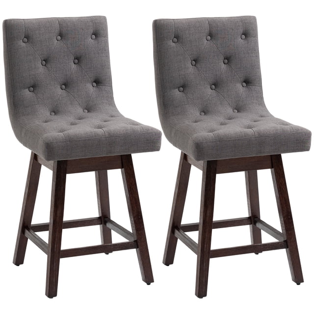 HOMCOM Tabourets de Bar Lot de 2, Chaises Pivotantes, Tabourets de Petit-Déjeuner 25,5 Pouces