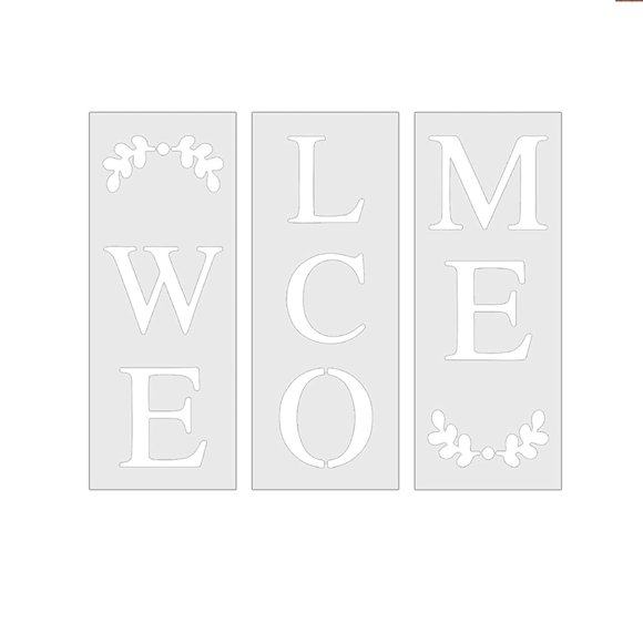 Welcome Sign Stencil, Large Letter Stencils for Painting on Wood Reusable Porch Sign and Front Door Vertical Decorating