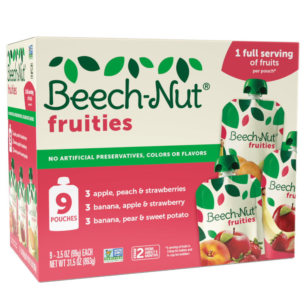 (9 Pack) Beech-Nut Fruities Stage 2, Variety Baby Food, 3.5 oz Pouch