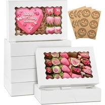 15pcs Bakery Boxes, 12x8x2.5 Inches Cookie Boxes with Window & Stickers, for Chocolate, Strawberries, Cakes, Pies, Muffins, Donuts and Pastries